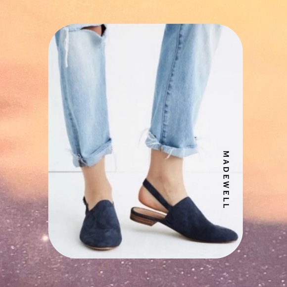 Madewell blue suede sling back heeled mules - Picture 2 of 16